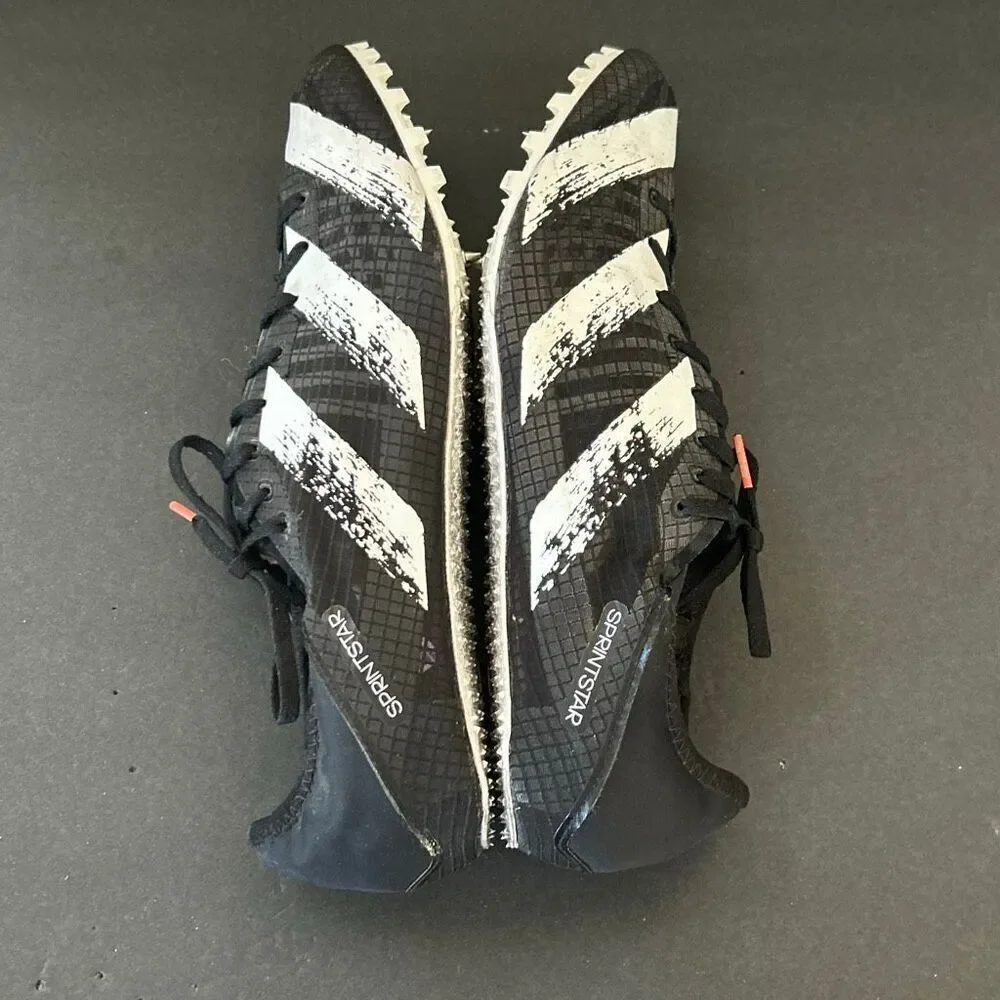 Adidas Sprintstar Running Track Shoes Spikes Black White Mens Sz 14